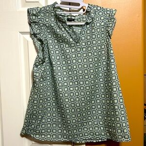 Talbots Green Patterned Blouse